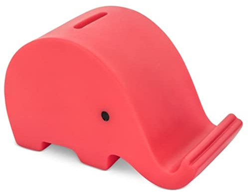 Hucha Portamoviles Cerdito Elefante de PVC con Suave Cuerpo en Vivos Colores. Huchas Originales pequeña Infantiles con tapón. Hucha Viaje Ligera y Resistente. (Rojo)