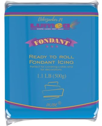 Dekozauber24 Premium Fondant blau, 500g, glutenfrei, für Torten, Kuchen und Figuren, blaues Rollfondant für essbare Tortendeko, weich und biegsam, zum Ausrollen