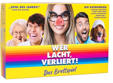 WER LACHT, VERLIERT! Buntes Brettspiel für Dich und die ganze Familie! Möge der Lustigere gewinnen! Gesellschaftsspiel ab 12 Jahre, für 3-8 Spieler - Witziges Geschenk und Partyspiel