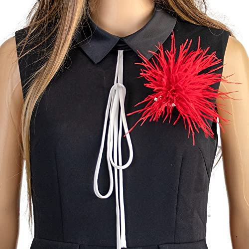 SYSUII Damen Federbrosche,Natürliche Straußenfeder Ansteckbrosche Federbrosche Feder Blume Brosche Pins Kleid Zubehör Fascinators Kostüme Dekor Kopfbedeckung für Hochzeit Party Festival -Rot