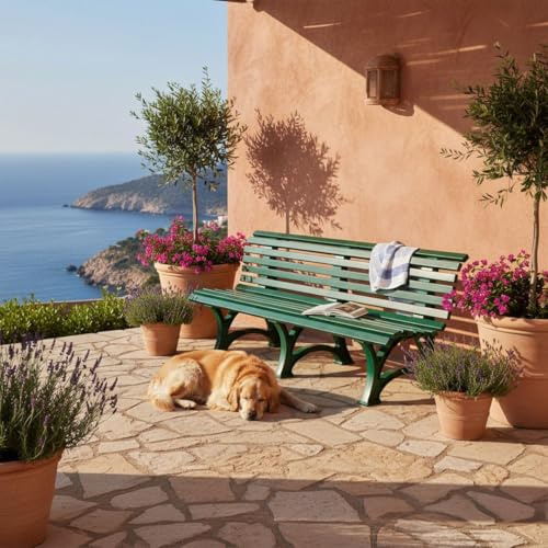 PROREGAL Gartenbank Jamaika | 4-Sitzer | Grün | HxBxT 80x200x64cm | Witterungs- & UV-beständiger Kunststoff | Parkbank Sitzbank Außenbereich Garten Balkon Terrasse