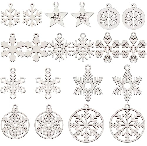 SUNNYCLUE Schneeflocken-Anhänger aus Legierung, goldfarben, silberfarben, 20–120 Stück