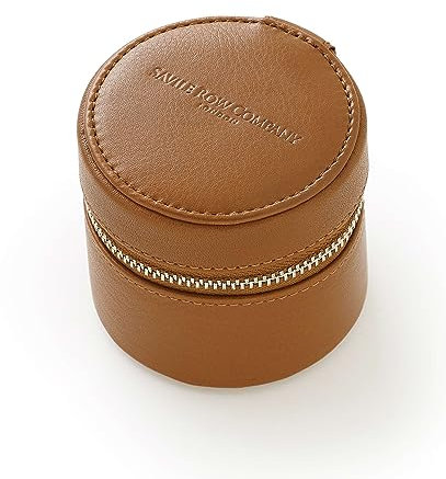 THE SAVILE ROW COMPANY LONDON Men's 100% Leather Cufflink Storage Box (Tan)