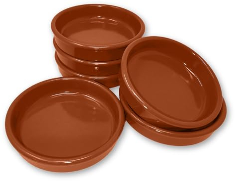 ToCi Juego de 4 cuencos para tapas de color marrón, 230 ml, cuencos de postre de arcilla mediterránea, diámetro de 15 cm