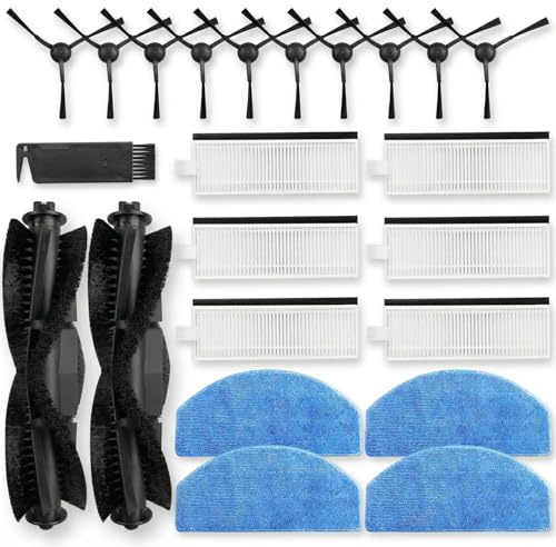 Vacking Parti di ricambio adatte per Tikom G8000/G8000 Pro, Honiture G20/G20 Pro, Airzeen G20 Pro, Laresar Evol 3/Evol 3s, 2 spazzole a rullo, 4 cuscinetti per mocio, 6 filtri, 10 spazzole laterali, 1