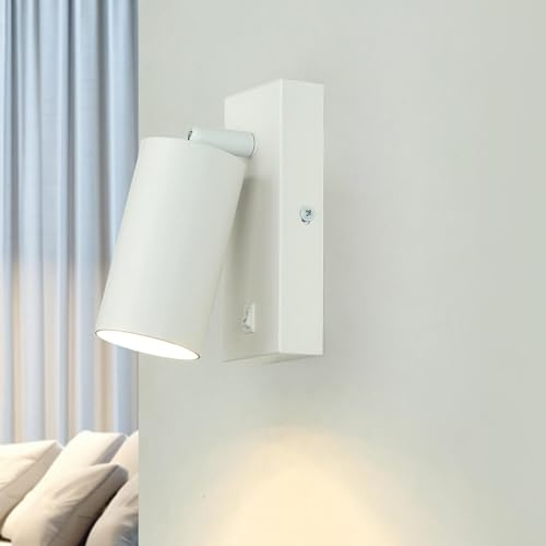 Licht-Erlebnisse Wandspot Aluminium Stahl Weiß Flur Küche Wohnzimmer H:14 cm GU10 mit Schalter beweglich Leselicht Wandstrahler Schlafzimmer EMILY