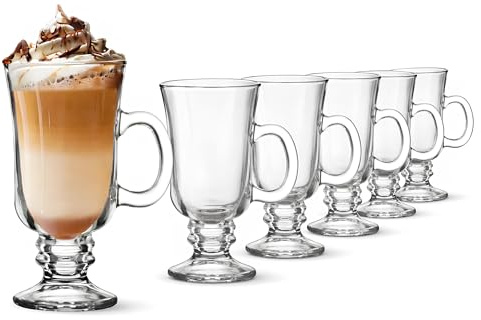 KIAPPO Gläser Set 200 ml - 6 Stück Kaffee Gläser - Cocktailgläser - Trinkgläser - Latte Macchiato - mit Stiel und Henkel - Spülmaschinenfest