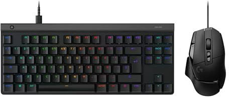 Logitech G515 TKL, Teclado con Cable para Gaming y ratón con Cable G502 X para Gaming, combinación de Teclado y ratón RGB de Perfil bajo Totalmente programable, Elegante, PC/Mac, QWERTY ESP - Negro