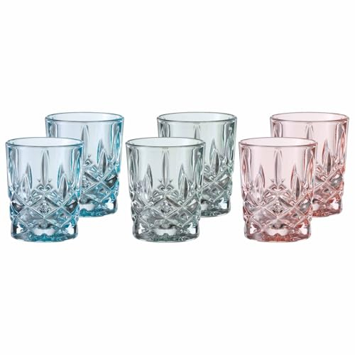 Nachtmann Stamper Fresh Colors 6er Set, Farbige Schnapsgläser, Kristallglas, 55 ml, Mint - Peach - Aqua, Noblesse, 105792-2x
