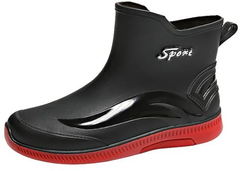 Botas de lluvia para hombre impermeables, botas de goma cortas para hombre, botas de jardín, antideslizantes, protección contra la lluvia, zapatos de color sólido, zapatos informales, zapatos de