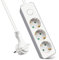 EXTRASTAR Regleta Enchufe con 3 Tomas, Alargador Enchufe con Interruptor, 3 m, para El Hogar, La Oficina y Los Viajes, 3680W, 3G*1.5mm², Blanco, 1pc