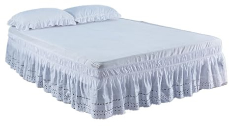 Cache-sommier brodé avec tissu résistant Blanc 140 x 190 x 38 cm