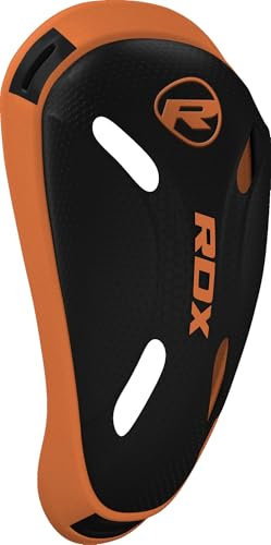 RDX Groin Cup for MMA, Boxing, Training and Muay Thai Protector Shield with Ventilated holes for Air Flow used for Boys Men Kickboxing, BJJ, Karate, Martial Arts, Combat Sports (ORANGE, STANDARD)