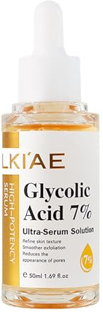 LKIAE Glycolic Acid 7% Ultra-Serum-Solution, Brightening, Moisturizing, Reduce Dark Spots, Refne Skin Texture For All Skin Types, With Glutathione, Vitamin C, 50 ml (Pack of 1)