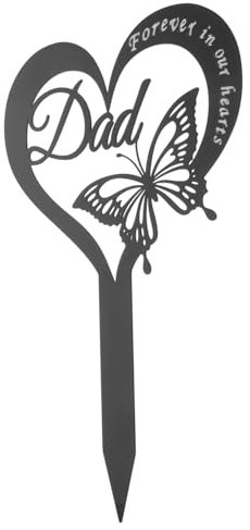 GANAZONO Picchetto Commemorativo Metallo Forma Di Cuore Per Giardini e Cimiteri Decorazione Per Lapidi Facile Da Installare Resistente e Duraturo