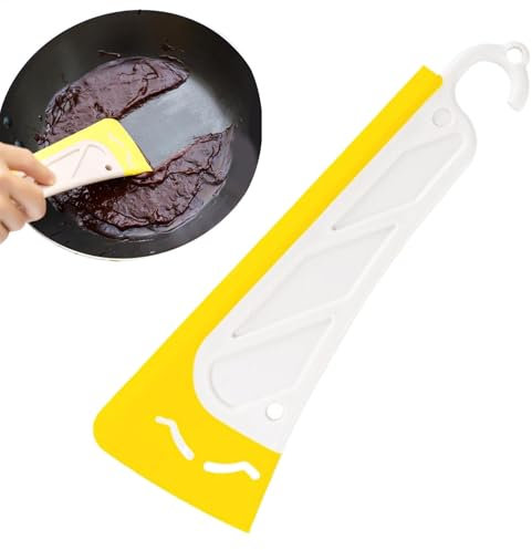 Rascador de platos: raspador reutilizable para ollas y sartenes de silicona, cabezal suave y antideslizante, rascador ergonómico con mango resistente al calor para cocinas y cocinas