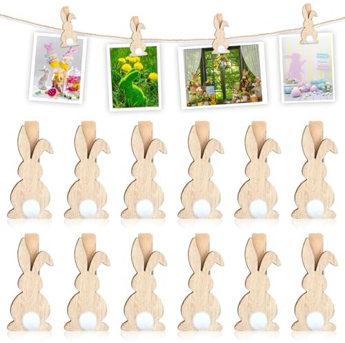12 Pezzi Clip di Legno di Pasqua Mollette di Legno, Mollette Pasquali, Mini Mollette Legno Coniglio Pasqua, Foto Clip di Pasqua, Coniglio Pasquale Decorazioni, per Pasqua, Regali, Decorazione Foto (A)