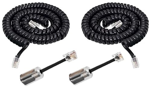 Zguziji Confezione da 2 cavi per cornetta telefonica da 3 m + 2 cavi telefonici anti-groviglio rotante a 360 gradi