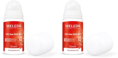Weleda -Desodorante Roll-On de Granada, Neutraliza y Previene los Olores Corporales Desagradables, 24 Horas de Protección, 100% Natural, Sin Sales de Aluminio, Aroma Sensual y Femenino, Vegano - 50 ml