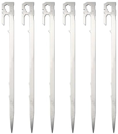 Zeltheringe für Campingzelte, 6-teiliges robustes Set, Edelstahl-Nagelspikes, wiederverwendbare Bodenanker, 28 cm, perfekt für die Sicherung von Zelten, Trampolinen und Vordächern im Innenhof