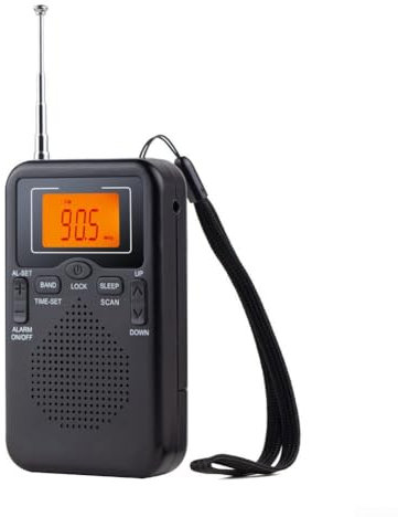Bärbar AM FM kortvågsfickradio, världsmottagare med utmärkt mottagning och högtalare, fickradio för camping och promenader (EUROPEISKA REGULER)