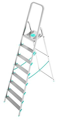 COLOMBO Scala Pieghevole in Alluminio 3/4/5/6/7/8 Gradini – Struttura Robusta con Piattaforma Antiscivolo, Gradini Senza Rivetti, Portata 150Kg – Conforme EN131 TÜV-GS – Made in Italy