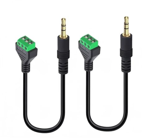 Taikuwu 3,5 mm stereo jack till 3-polig skruvklämmor adapterkabel, 30 cm (2 stycken) – ljudadapter för högtalare, mikrofon & studio, plug & play, svart