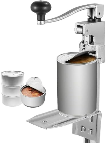 Abrelatas manual de acero inoxidable con base extraíble, altura ajustable para una fácil limpieza, ideal para uso en cocina, restaurante, bar
