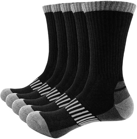 Hocerlu Thermal Work Socks for Men – 5 Pack Thick Cushioned Boot Socks