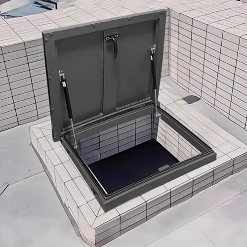 QHZYMX Trappe de Toiture Sol Grande Plaque D'accès pour Puits De Lumière Commercial, Couvercle De Sortie D'escalier De Grenier avec Tige De Support Hydraulique(30x32in/76.2x81.3cm)