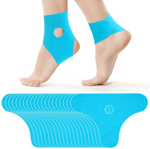 20 Stück Precut Kinesiotapes für Knöchel, Kinesiotapes Vorgeschnitten Sprunggelenk Wasserfestes Elastisches Physio Tape Fussgelenk Kinesiologieband Knöchelstütze (Blau)