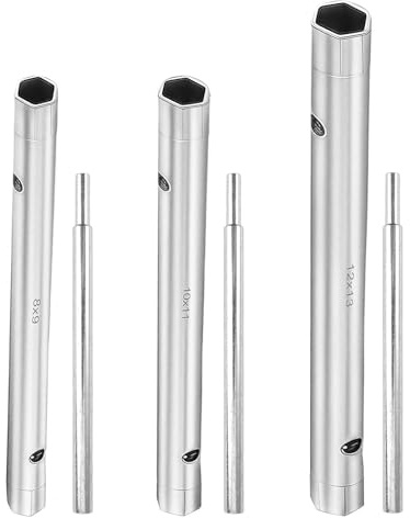 6 Pcs Clé à Tubes Douille Tubulaire 8-9mm, 10-11mm, 12-13mm Clé à Pipe Avec Barre De Torsion Jeu De Montage En Acier à Outils Pour Installations De Bougies, Robinetterie, Réparations De Véhicules