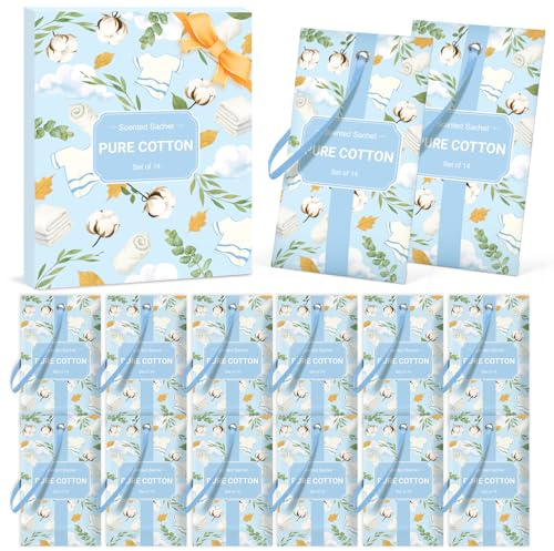 SCENTORINI Cotton Scented Sachets 14 Pack for Wardrobes Drawers Closets