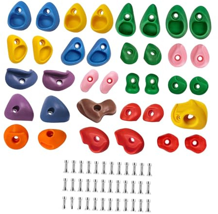 JISADER 36 Piezas de Pared de con Soporte para Juguetes de Escalada de Piedra de Varios tamaños para Patio de Juegos al Libre