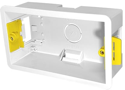 Evoges 2 Gang Dry Lining Back Box 47mm | Deep Electrical Wall Box for Plasterboard | Fast-Fit Design (Pack of 1)