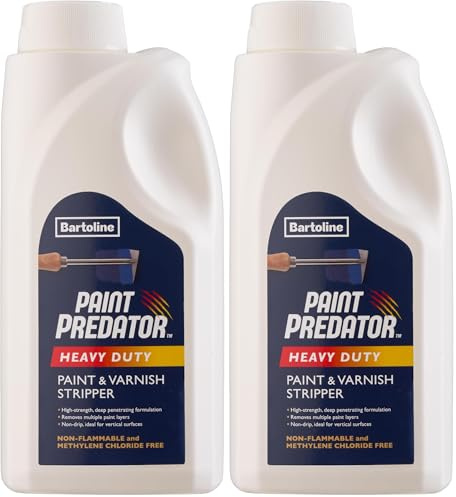 Bartoline Paint Predator™ Heavy Duty Paint & Varnish Stripper 1l – Professional Strength, Non-Caustic Paint Remover for Wood, Metal & Masonry (Pack of 2)