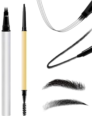 Boobeen pack de 2 rotuladores para microblading de cejas con 4 puntas; lápices de cejas resistentes al agua para que las mujeres puedan crear sin esfuerzo trazos naturales que imitan el pelo.