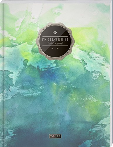 TULPE Bullet Journal A4 „C003 Grunge“ (140+ Seiten, Vintage Softcover, Punktkariertes Papier – Punktraster Notizbuch, Handlettering, Skizzenbuch, Zeichenbuch)