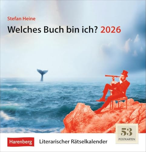 Welches Buch bin ich? Premium-Postkartenkalender 2026 - Literarischer Rätselkalender: Jede Woche bekannte Romane und ihre Autoren erraten. Literaturkalender im Collagen-Look