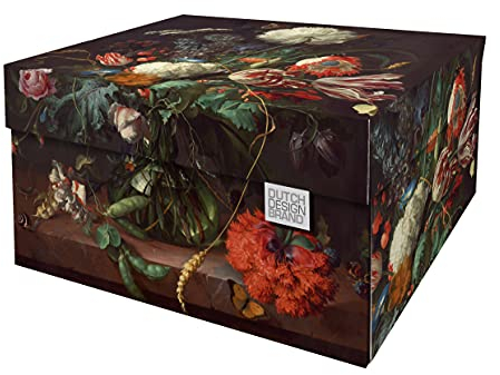 Dutch Design Brand Boîtes de rangement décoratives avec couvercle – Dimensions : 38,9 x 31,8 x 21,1 cm – Carton recyclé certifié FSC (impression : fleurs)