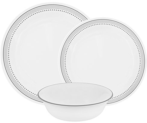 Corelle Mystic Gray Chip and Break Resistant Dinner Set for 4 Person, Grey, 12-Piece