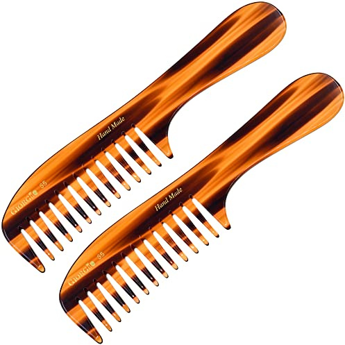 Giorgio G55 Peigne démêlant fait main 20,3 cm – dents larges 2-Pack