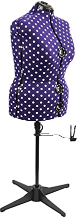 Verstellbare Schneiderpuppe Violett mit Punktmuster 8-Teilige | Groß (L) [Größe EUR 48 bis 50]