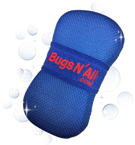 Bugs N’ All Bug Sponge - Bug and Tar Remover for Car Exterior and Interior - Ultra Soft Mesh Car Wash Sponge for Scratch Free Scrubbing - 8.25 by 4.75 inch, 1 Pack