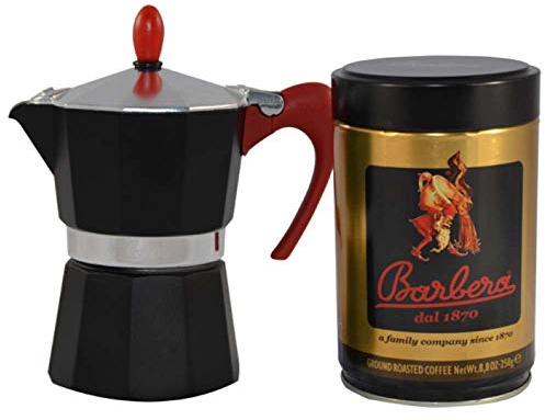 Caffè Barbera Moka da 3 Tazze - Caffettiera Classica + Can 250g di Caffè Macinato – Idea Regalo