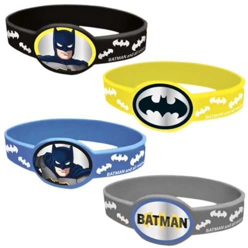 Unique Party 77531 - Bomboniere - Braccialetti in Silicone Batman - Confezione da 4