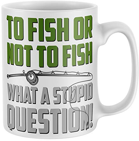 Purple Print House Fishing Gifts for Men, Fishing Question Slogan, Funny Mug, Novelty Mugs, Idea Grandad Dad Accessories Bait Rod Hook, White, One Size