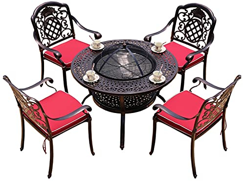Brasero Exterieur Table De Barbecue pour Foyer Au Bois De Jardin, Terrasse Patio Pelouse Jardin Kit Table Et Chaise D'extérieur， 106 Cm/41.7