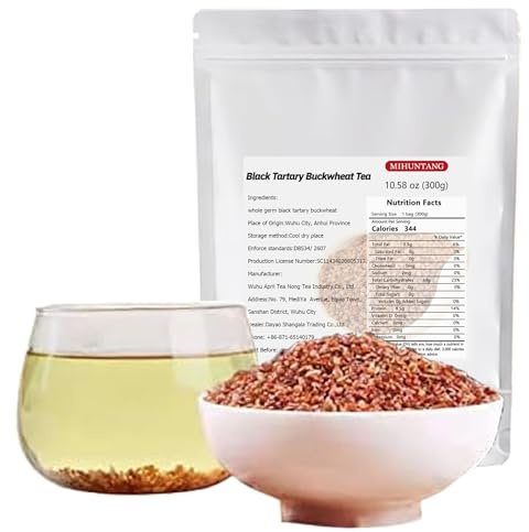 Schwarzer Tartary Buchweizen Tee 300g gerösteter ganzer Schwarzer Teebeutel | Unabhängiger Teebeutel Reines Buchweizengetreide, koffeinfreies, geröstetes Nussaroma, süßes und mildes Aufbrühen