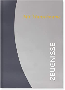 Zeugnismappe mit Gravur / A4 / wattiertes Cover / mit 12 Hüllen / Farbe: grau